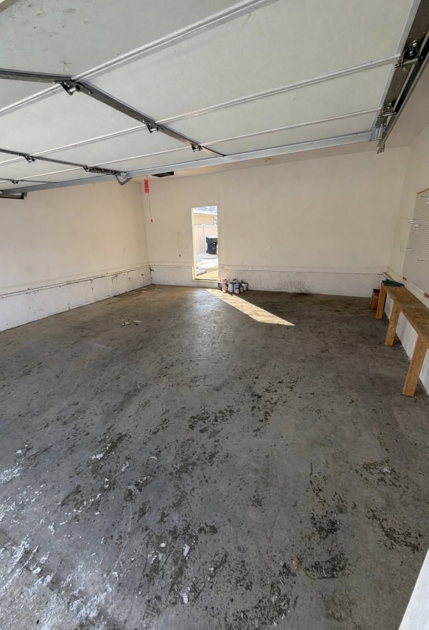 Renovation debris piled up before removal