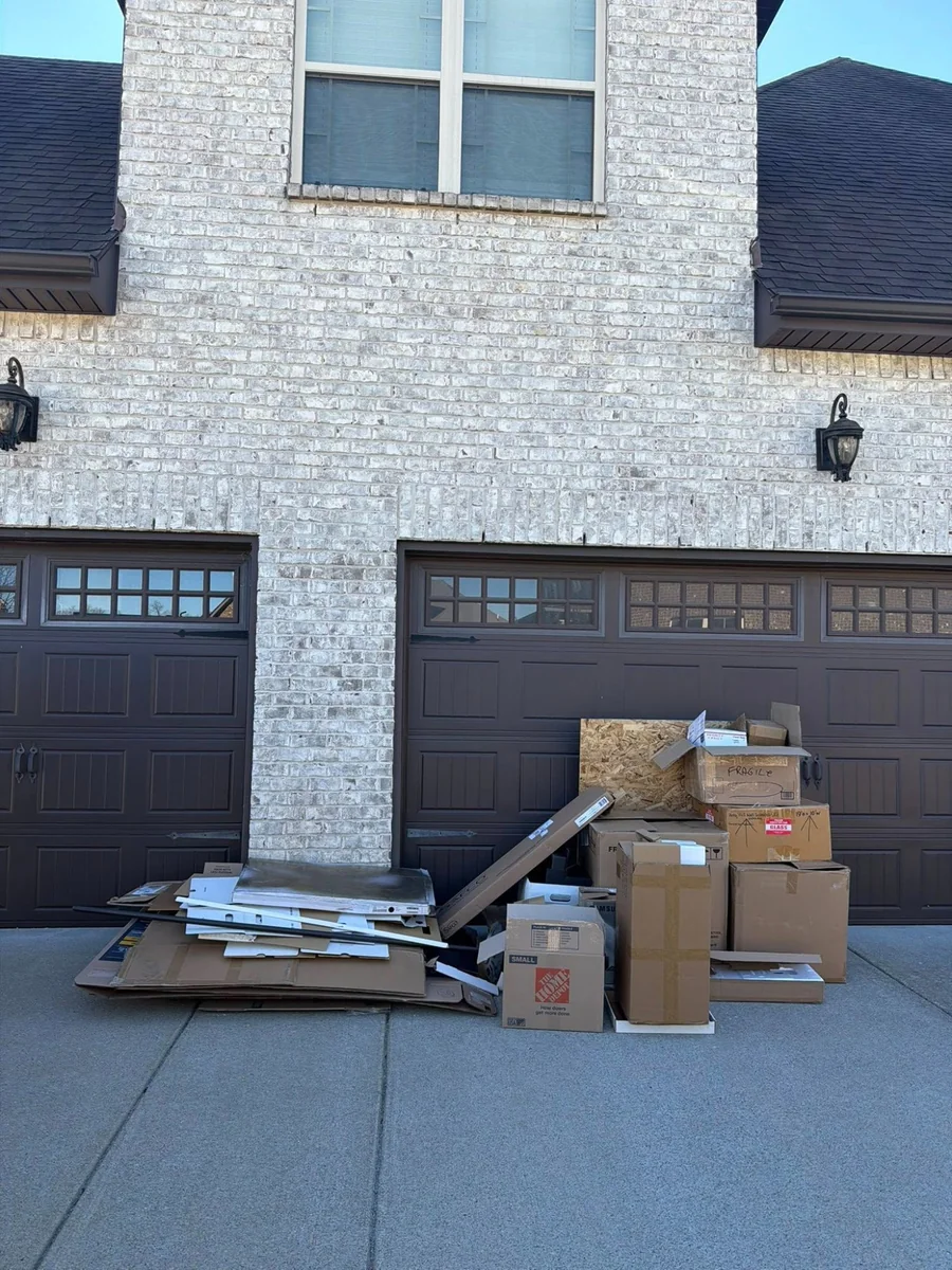 Driveway junk before pickup Riverdale TN