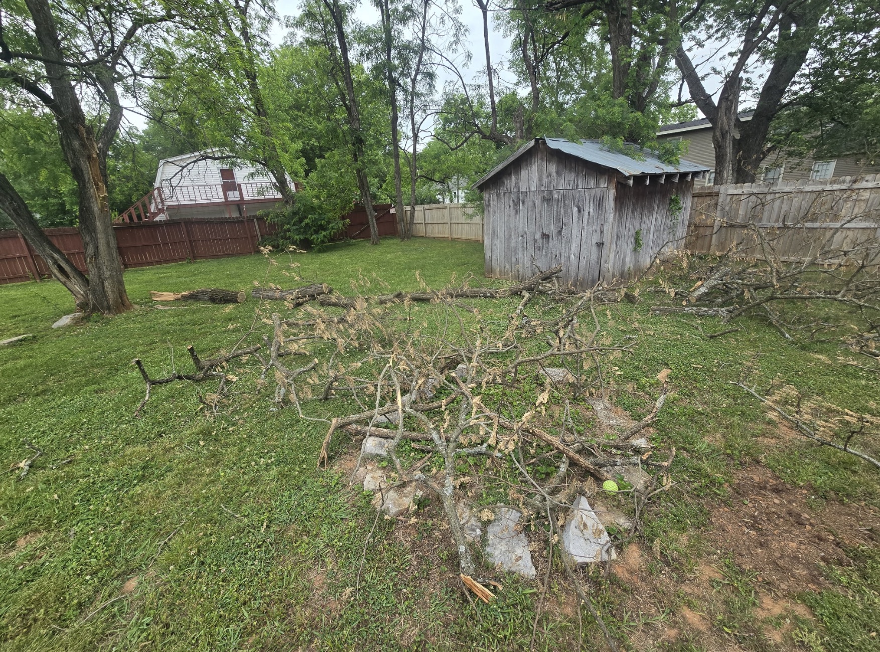 Storm damage debris before cleanup in Middle Tennessee